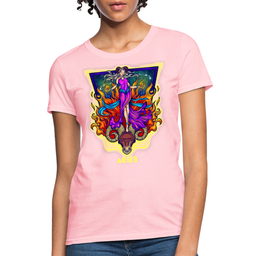 Women's Cosmic Aries Design T-Shirt - pink