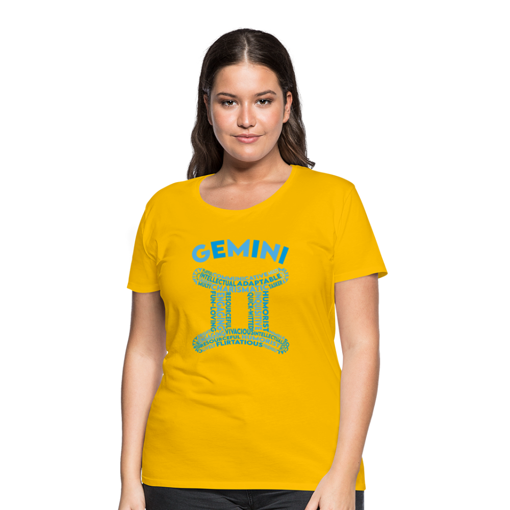 Women's Power Words Gemini Premium T-Shirt - sun yellow