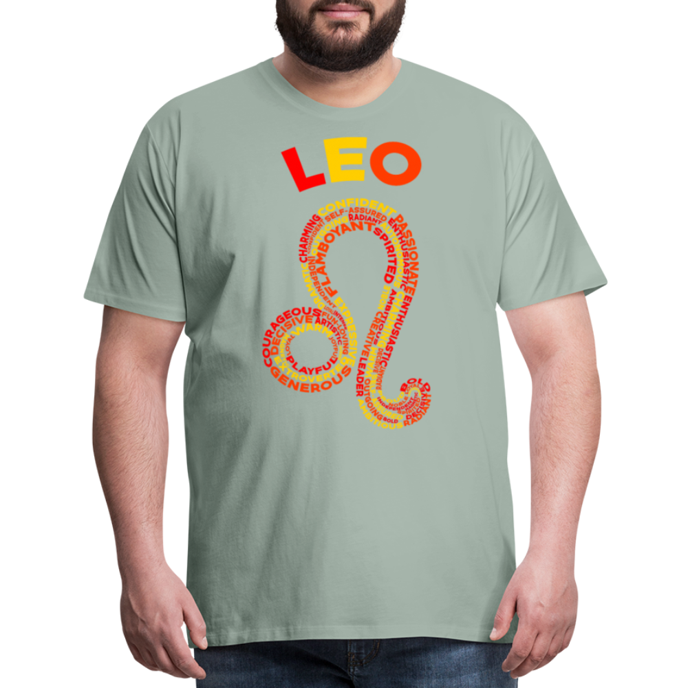 Men's Power Words Leo Premium T-Shirt - steel green