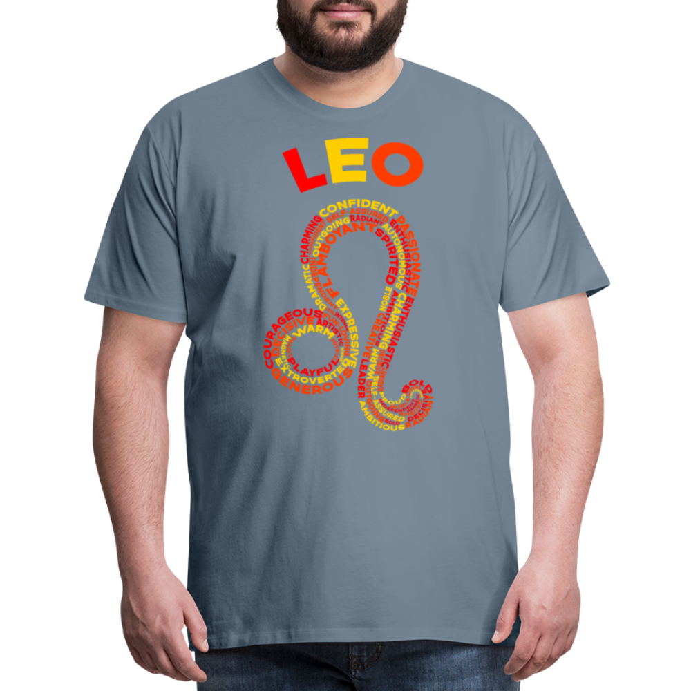 Men's Power Words Leo Premium T-Shirt - steel blue