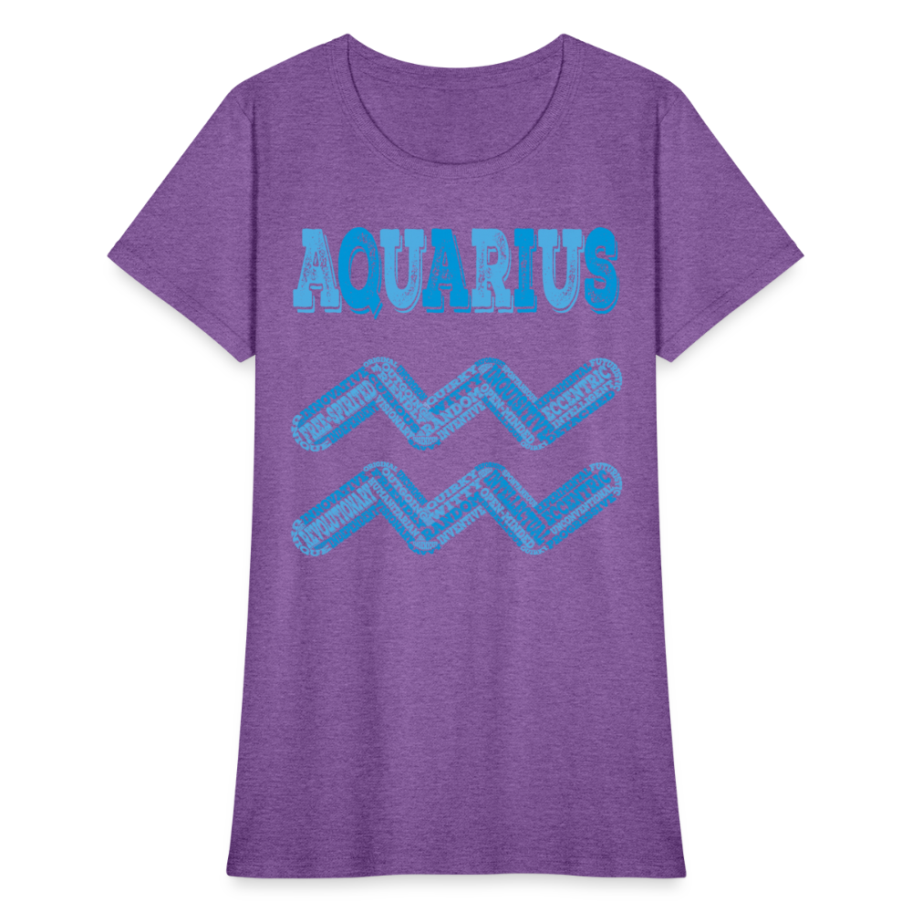 Women's Power Words Aquarius T-Shirt - purple heather