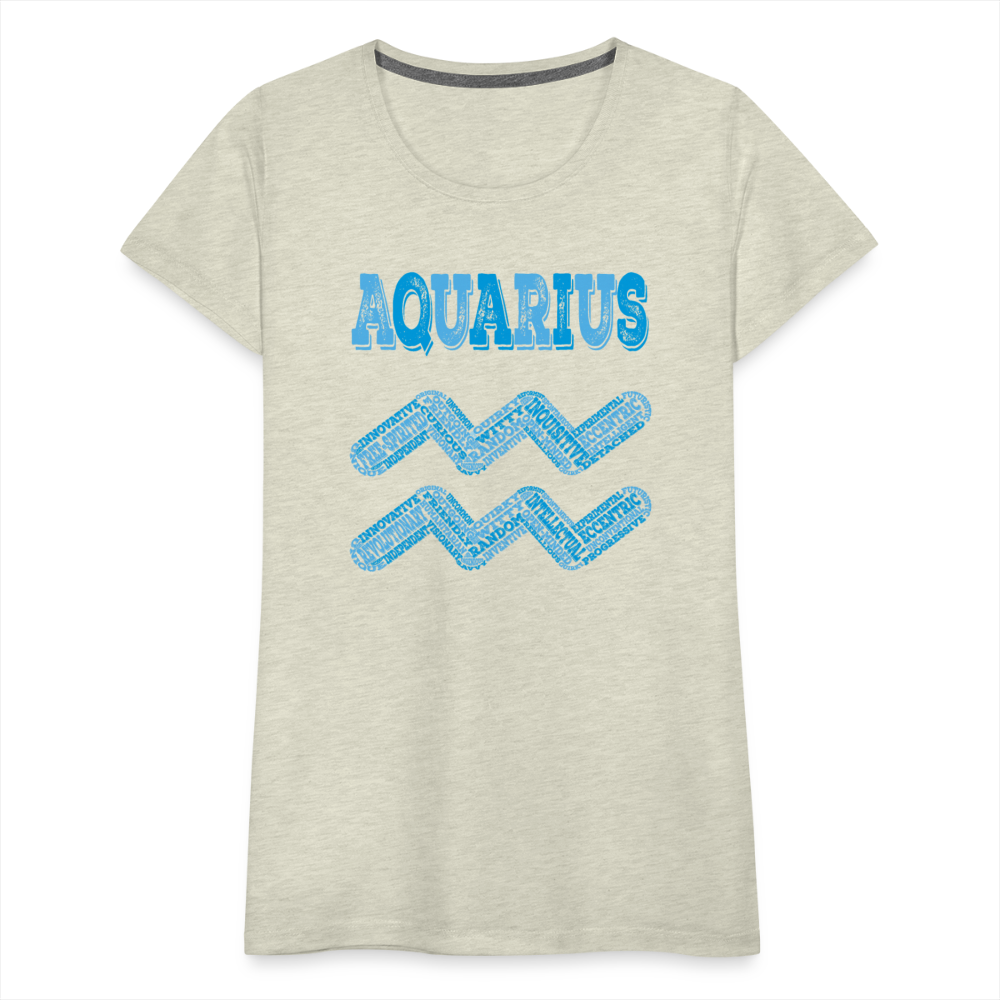 Women's Power Words Aquarius Premium T-Shirt - heather oatmeal