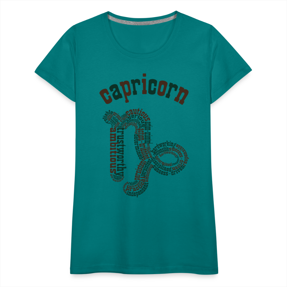 Women's Power Words Capricorn Premium T-Shirt - teal