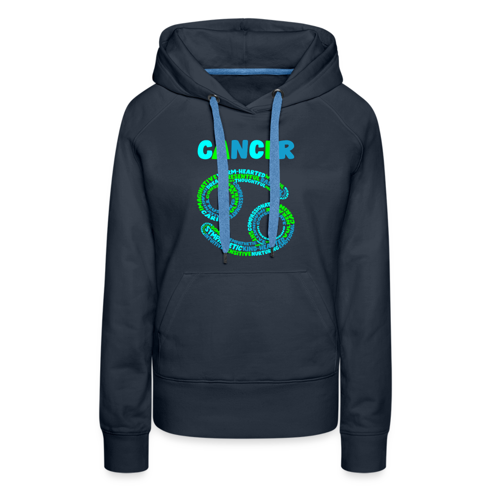 Women's Power Words Cancer Premium Hoodie - navy