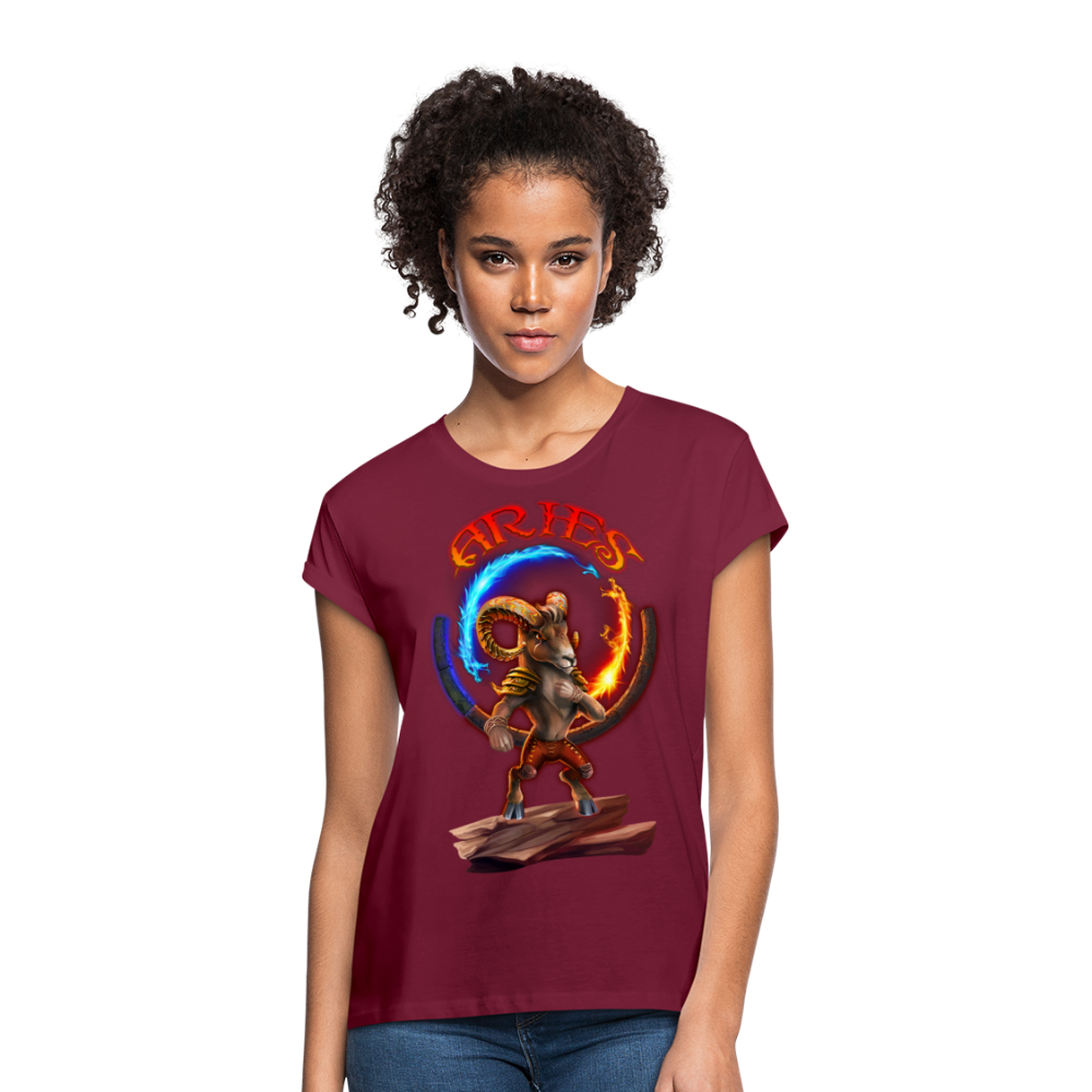 Women's Astral Aries Relaxed Fit T-Shirt - burgundy