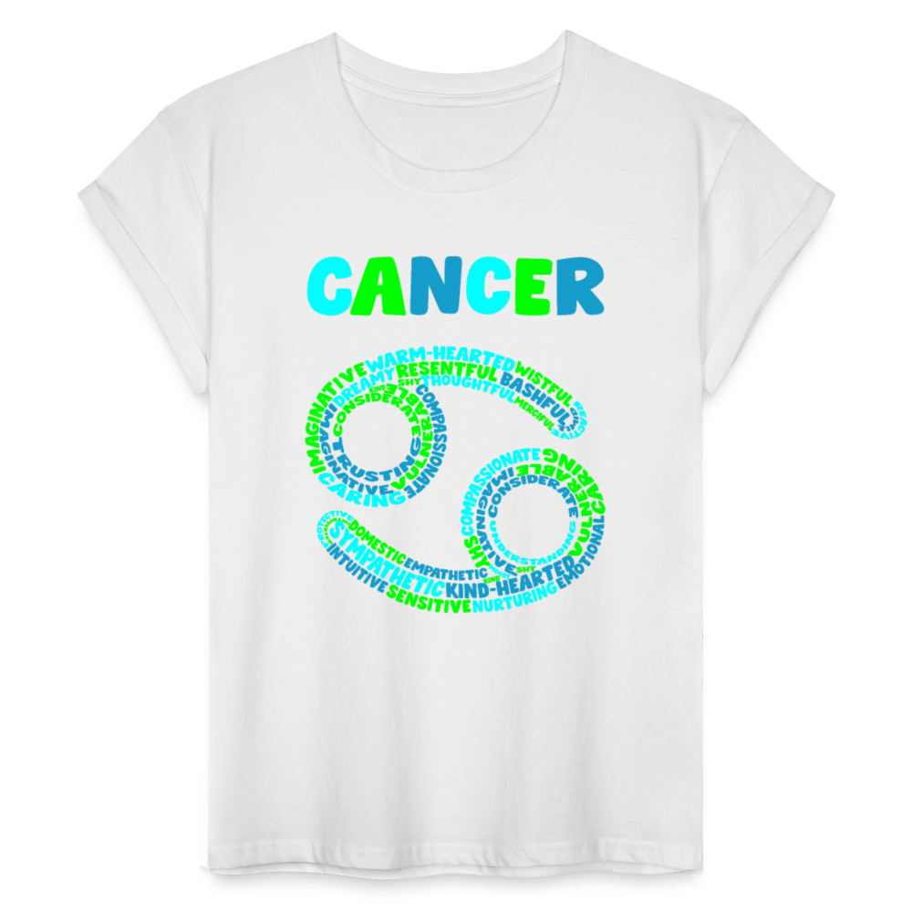 Women's Power Words Cancer Relaxed Fit T-Shirt - white