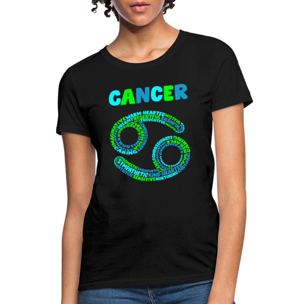 Women's Power Words Cancer T-Shirt - black