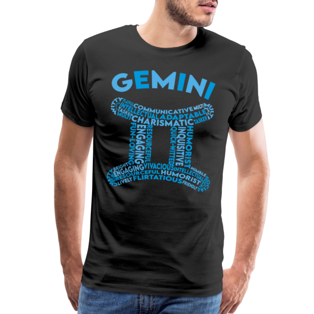 Men's Power Words Gemini Premium T-Shirt - black