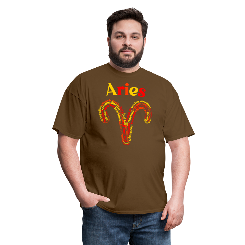 Men's Power Words Aries Classic T-Shirt - brown