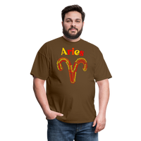 Thumbnail for Men's Power Words Aries Classic T-Shirt - brown