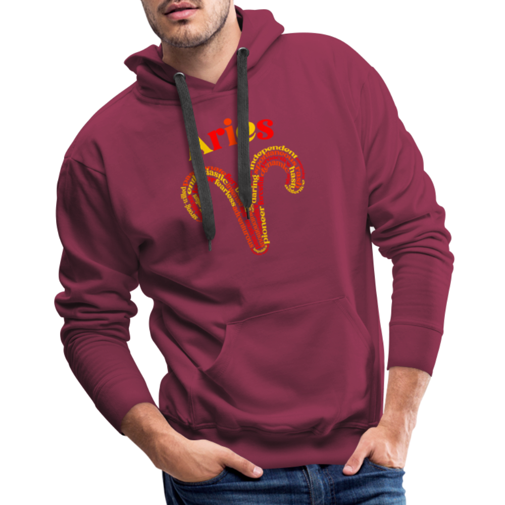 Men's Power Words Aries Premium Hoodie - burgundy