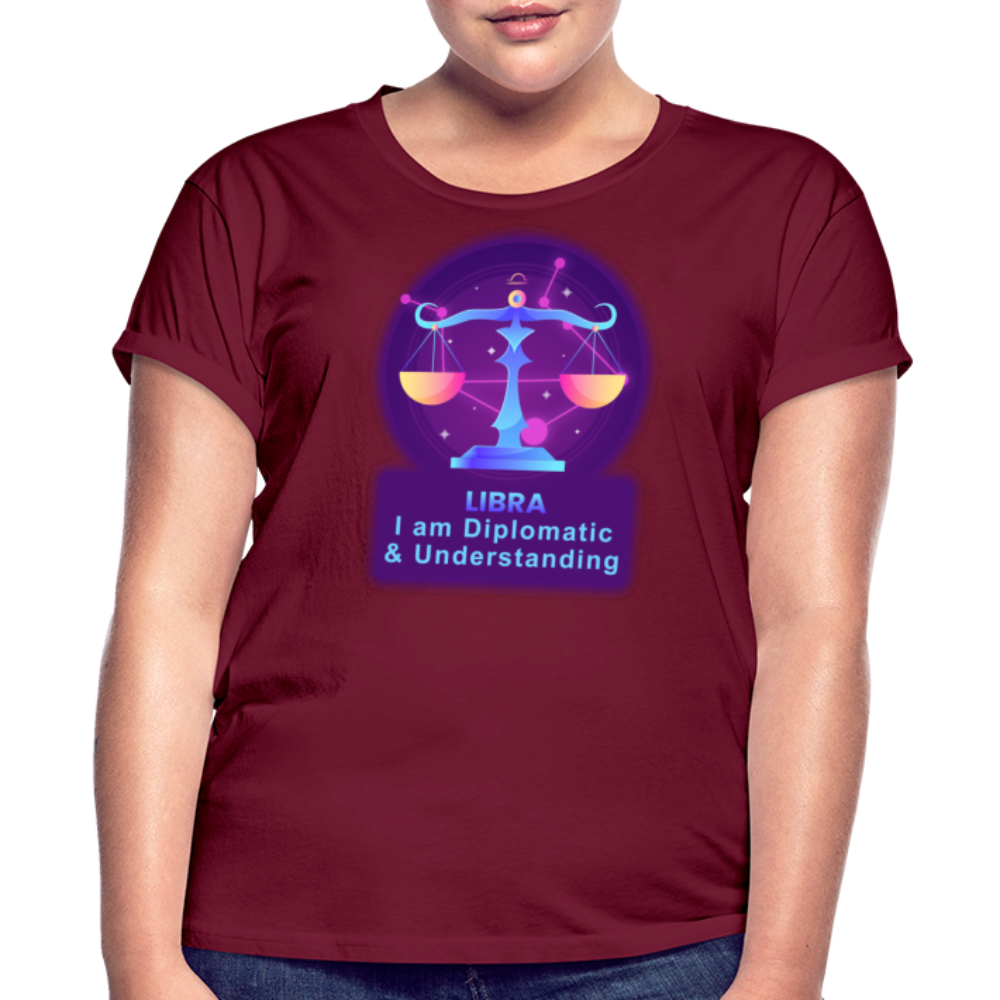 Women's Neon Libra Relaxed Fit T-Shirt - burgundy