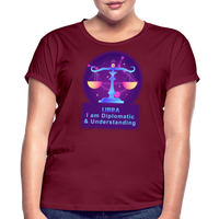 Thumbnail for Women's Neon Libra Relaxed Fit T-Shirt - burgundy