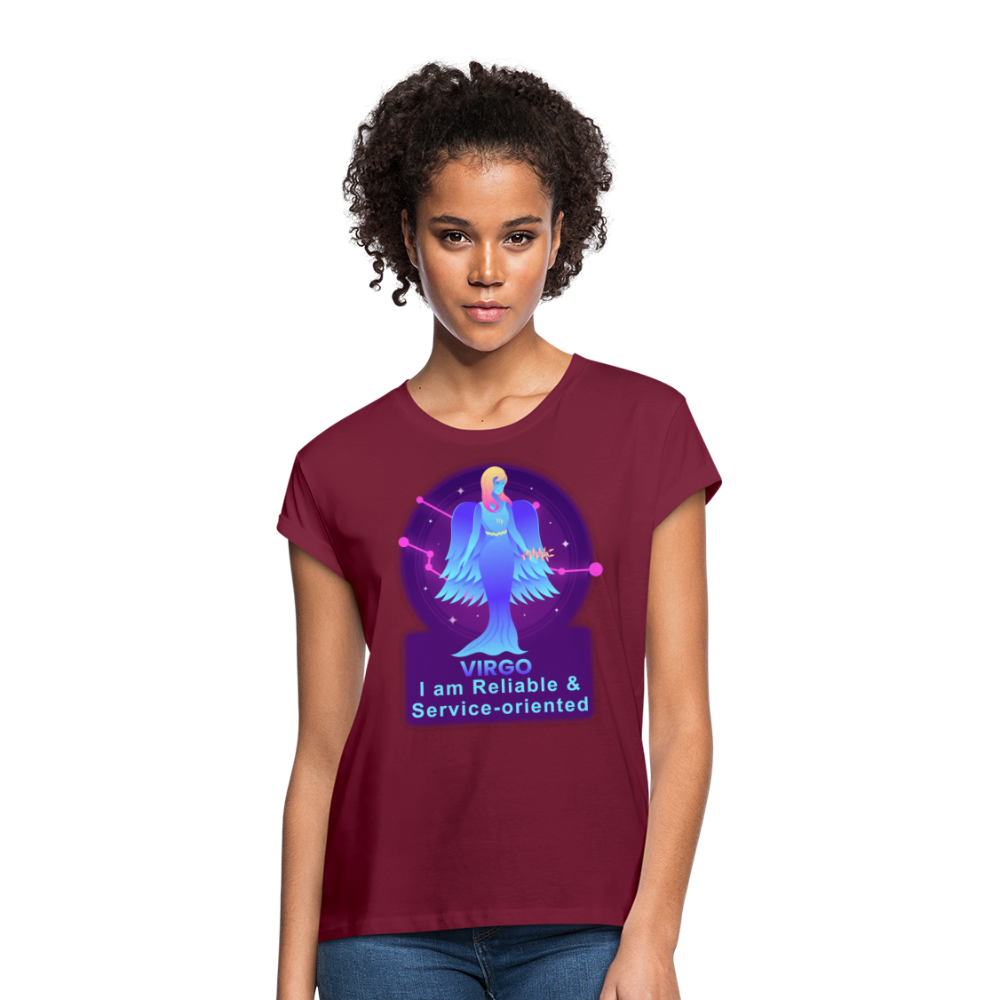 Women's Neon Virgo Relaxed Fit T-Shirt - burgundy