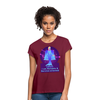 Thumbnail for Women's Neon Virgo Relaxed Fit T-Shirt - burgundy