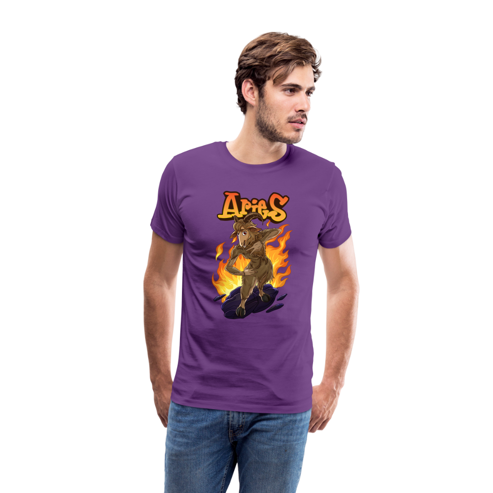 Men's Fiery Aries Premium T-Shirt - purple