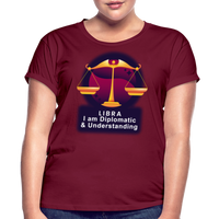 Thumbnail for Women's Glow Libra Relaxed Fit T-Shirt - burgundy