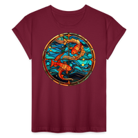 Thumbnail for Women's Mosaic Pisces Relaxed Fit T-Shirt - burgundy