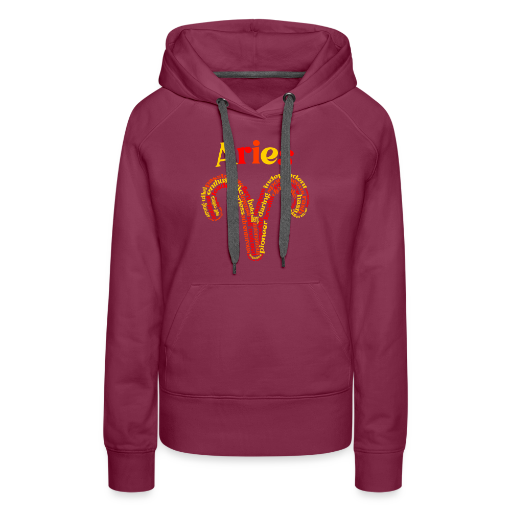 Women's Power Words Aries Premium Hoodie - burgundy