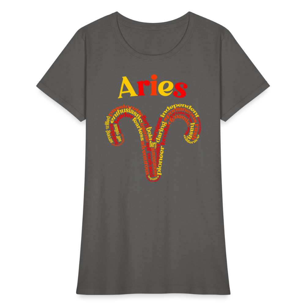 Women's Power Words Aries T-Shirt - charcoal