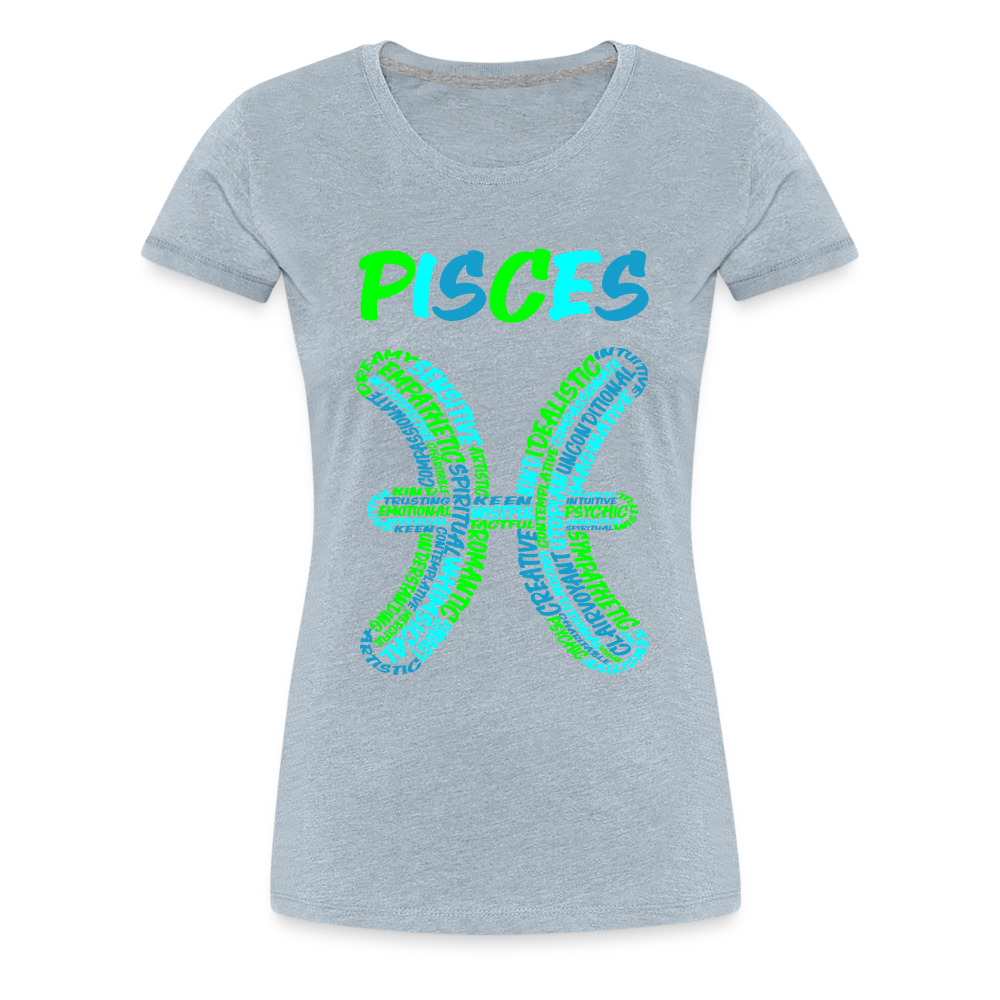 Women's Power Words Pisces Premium T-Shirt - heather ice blue