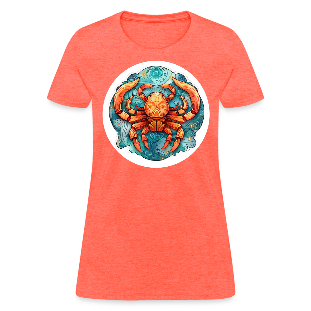 Women's Symbol Cancer T-Shirt - heather coral