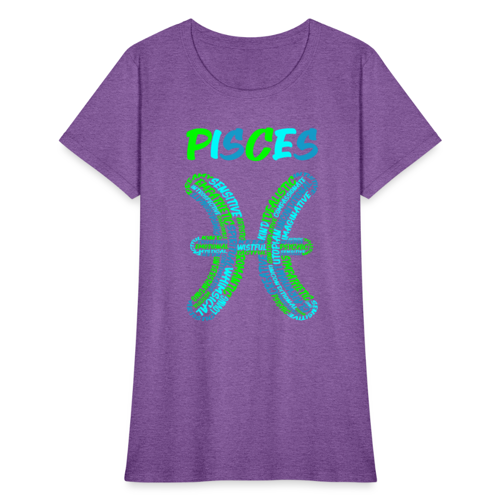 Women's Power Words Pisces T-Shirt - purple heather