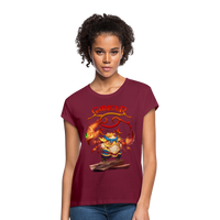 Thumbnail for Women's Astral Cancer Relaxed Fit T-Shirt - burgundy