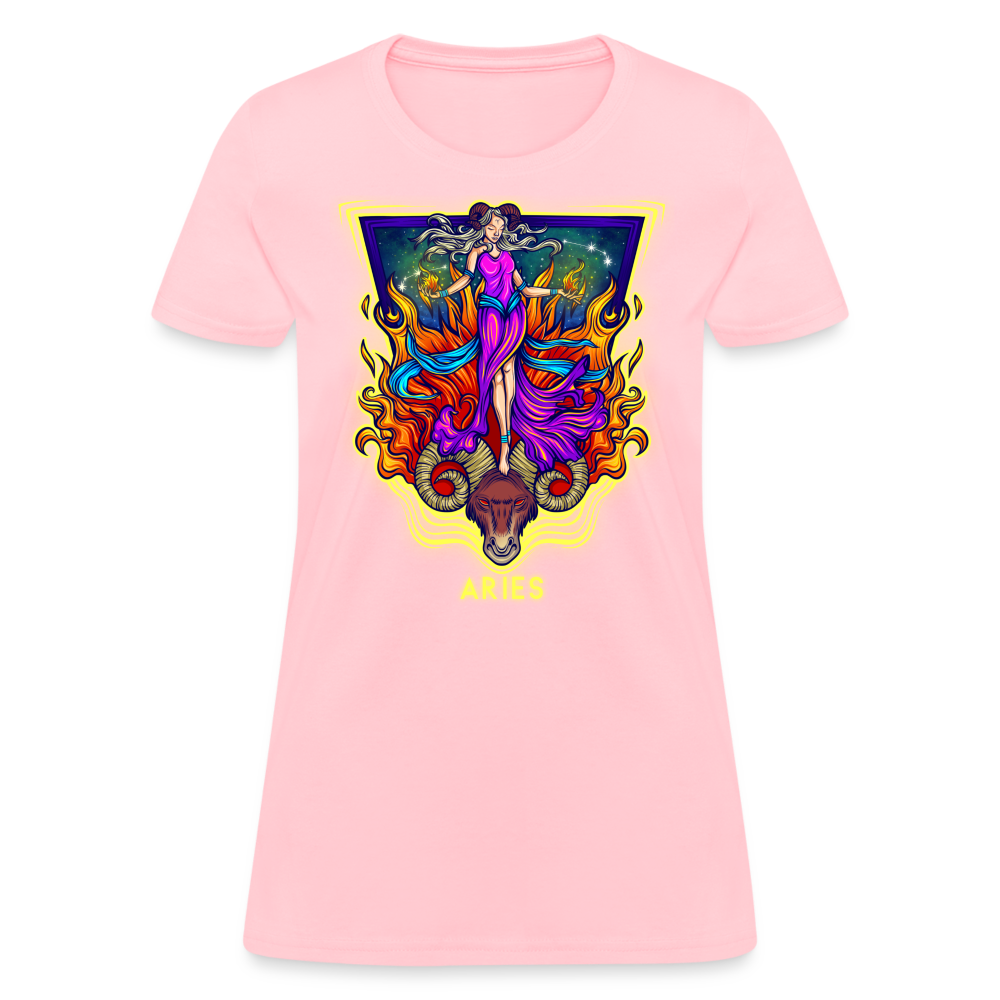 Women's Cosmic Aries Design T-Shirt - pink