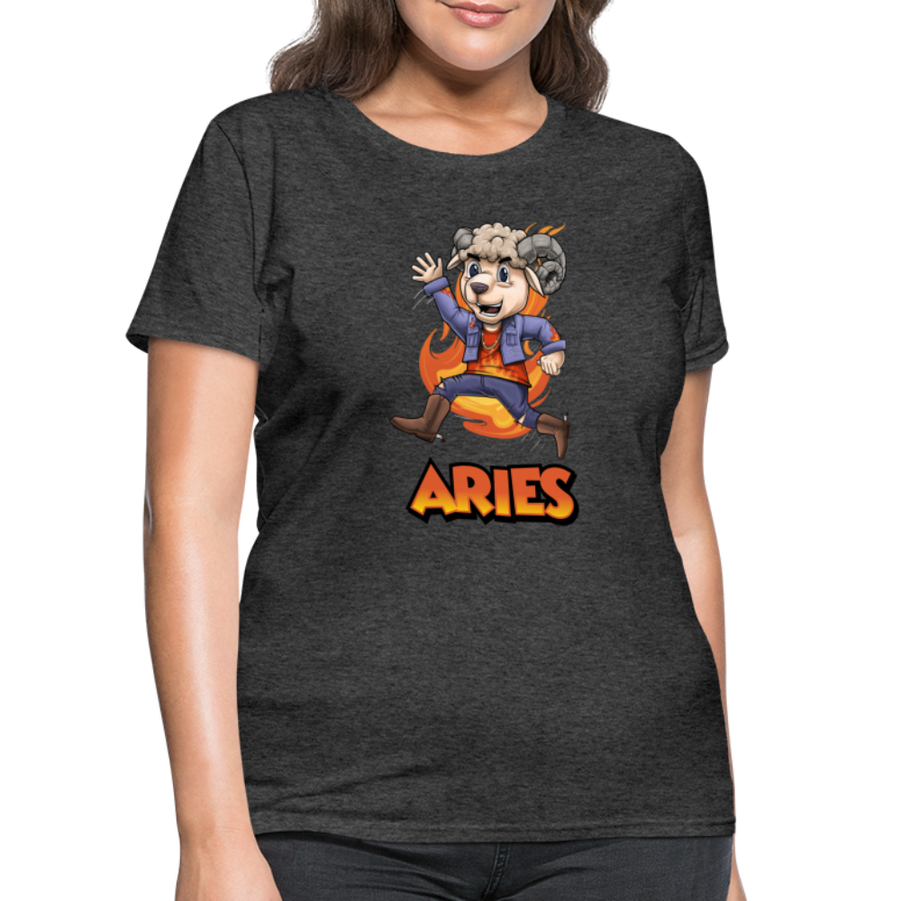 Women's Playful Aries T-Shirt - heather black