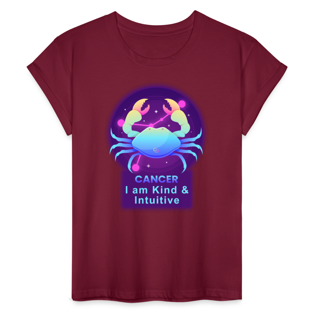 Women's Neon Cancer Relaxed Fit T-Shirt - burgundy