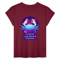 Thumbnail for Women's Neon Cancer Relaxed Fit T-Shirt - burgundy