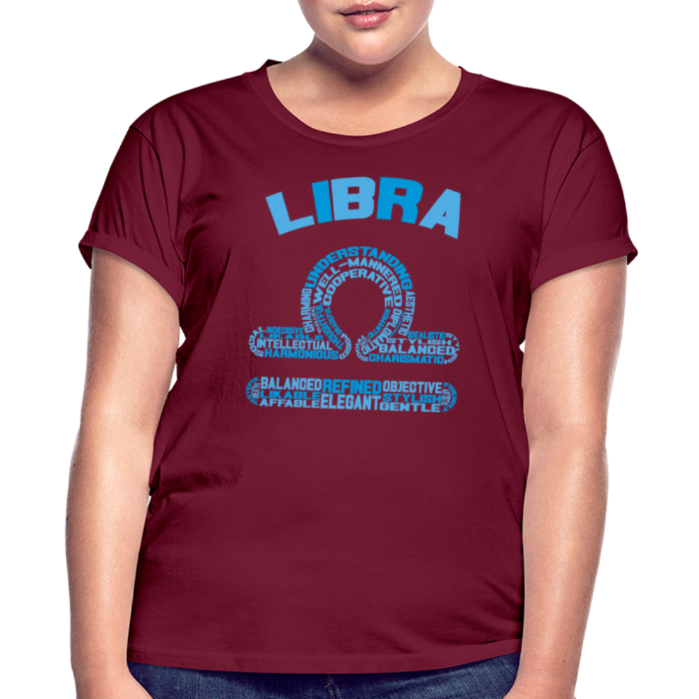 Women's Power Words Libra Relaxed Fit T-Shirt - burgundy