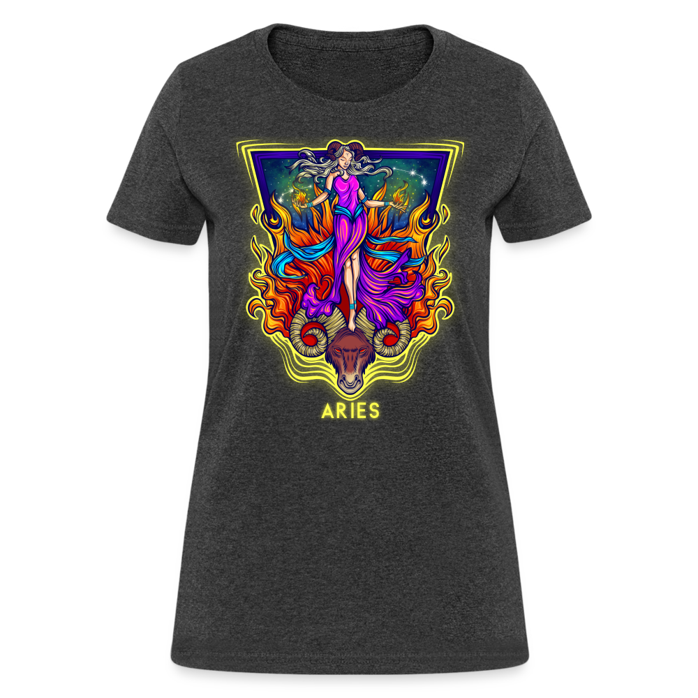 Women's Cosmic Aries Design T-Shirt - heather black