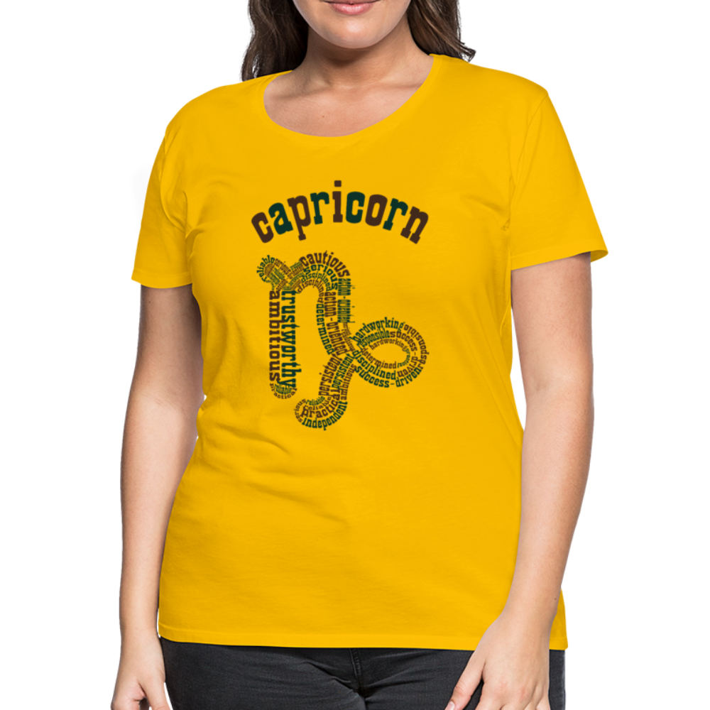 Women's Power Words Capricorn Premium T-Shirt - sun yellow