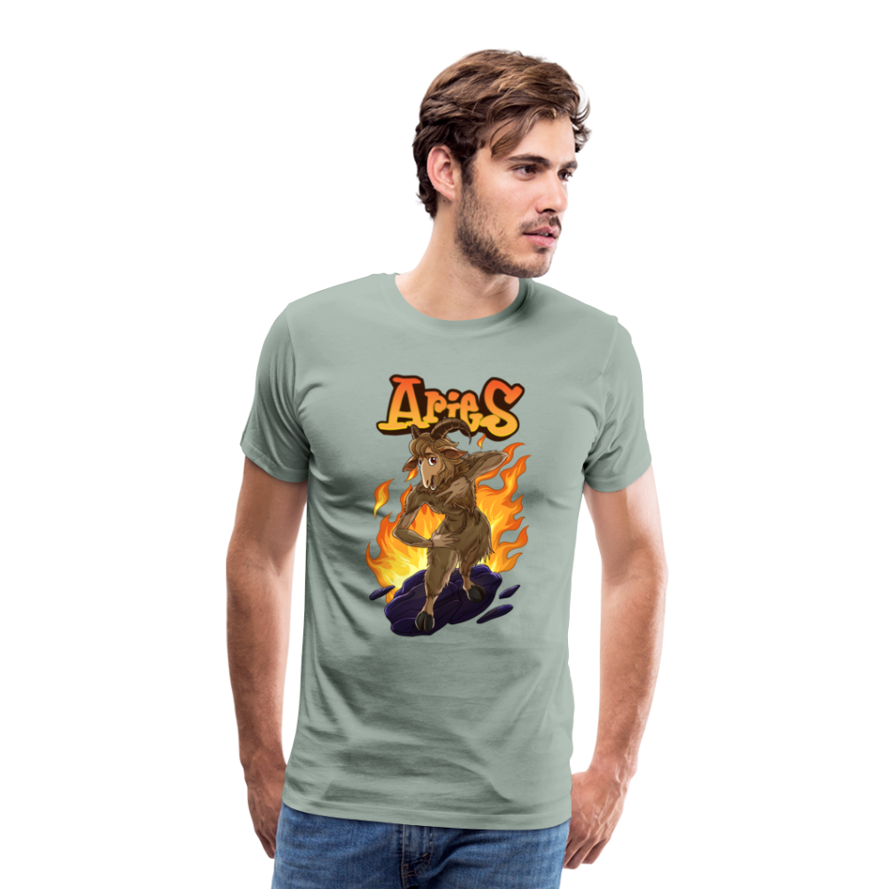 Men's Fiery Aries Premium T-Shirt - steel green