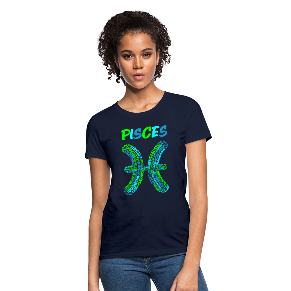 Women's Power Words Pisces T-Shirt - navy