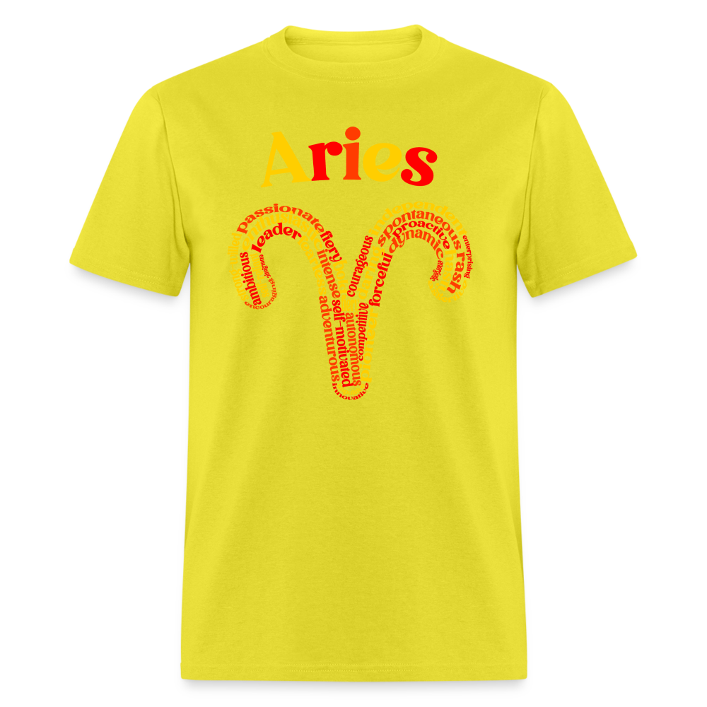 Men's Power Words Aries Classic T-Shirt - yellow