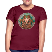 Thumbnail for Women's Mythical Virgo Relaxed Fit T-Shirt - burgundy