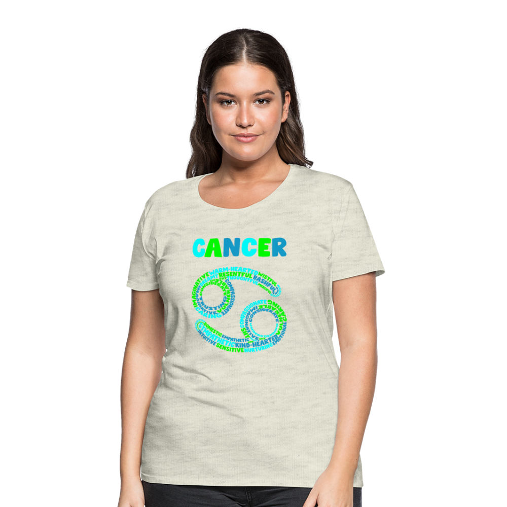 Women's Power Words Cancer Premium T-Shirt - heather oatmeal