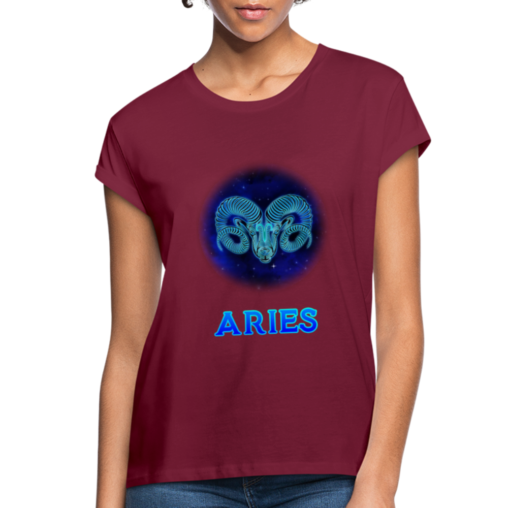 Women's Aries Relaxed Fit T-Shirt - burgundy