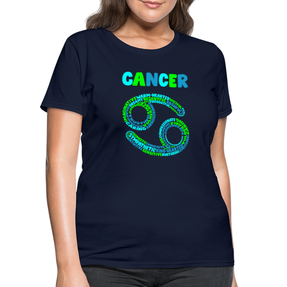 Women's Power Words Cancer T-Shirt - navy