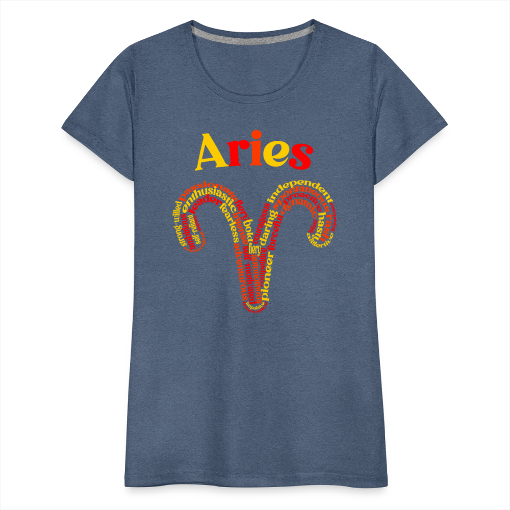 Women's Power Words Aries Premium T-Shirt - heather blue