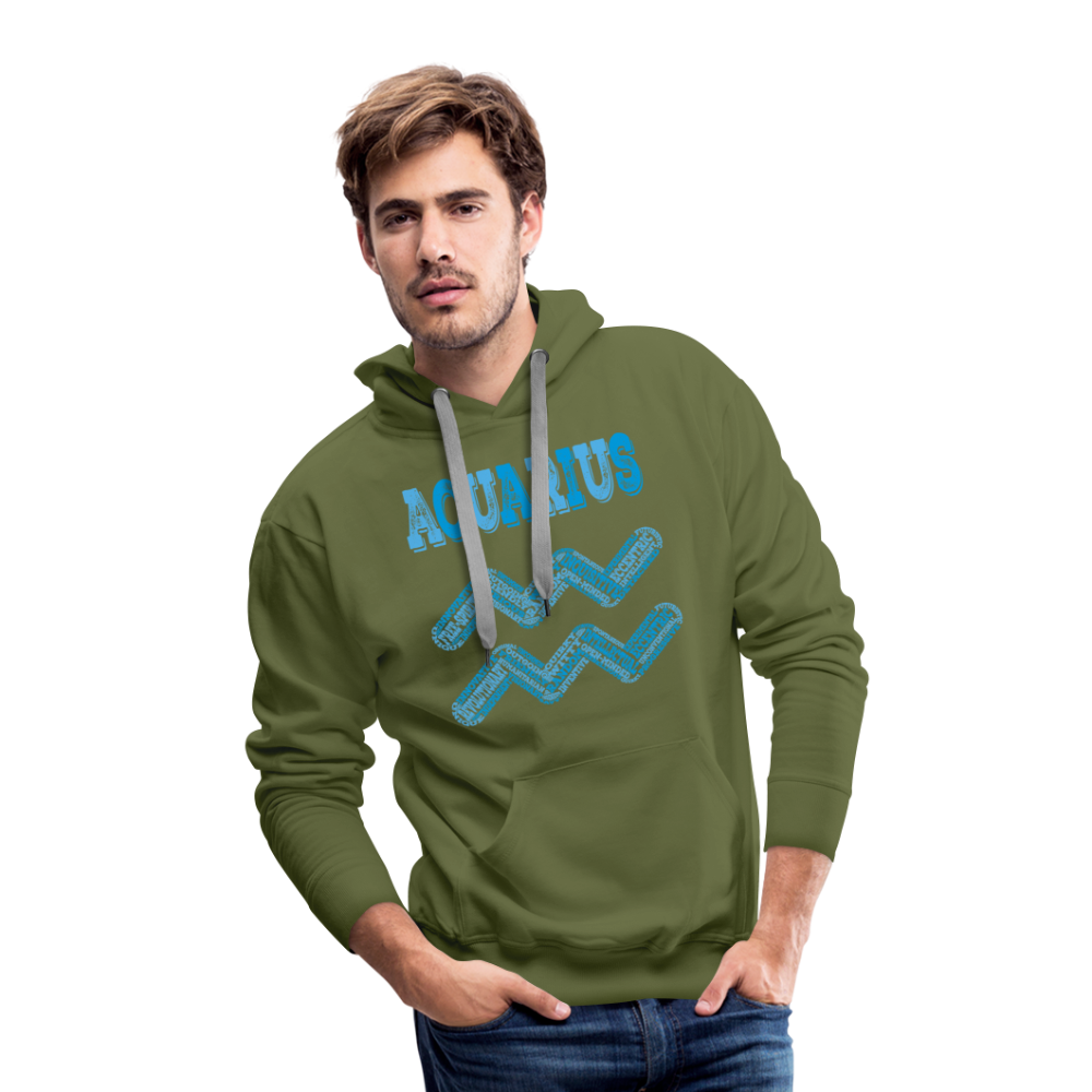 Men's Power Words Aquarius Premium Hoodie - olive green