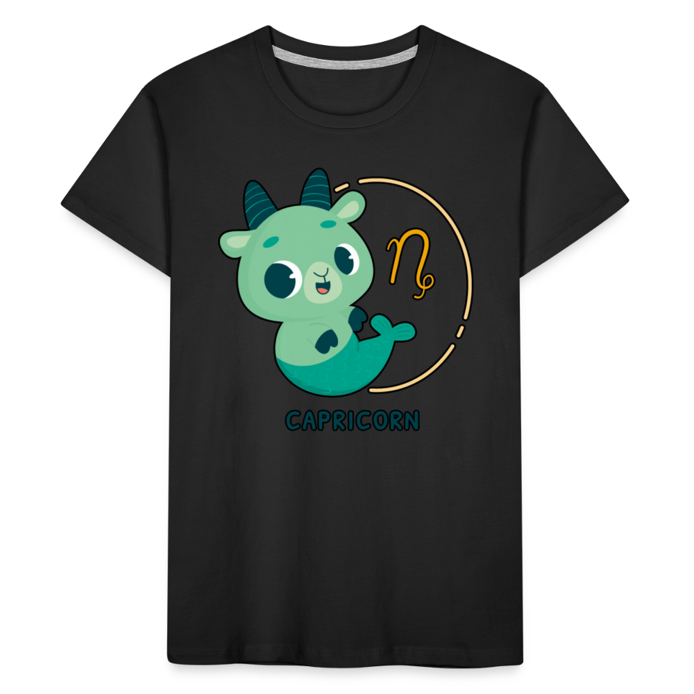 Kid’s Cartoony Capricorn Premium Organic T-Shirt - black