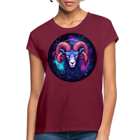 Thumbnail for Women's Magic Aries Relaxed Fit T-Shirt - burgundy