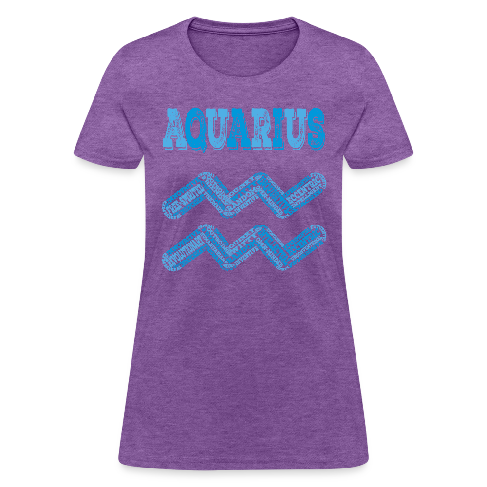 Women's Power Words Aquarius T-Shirt - purple heather