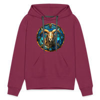 Thumbnail for Women’s Mosaic Capricorn Premium Hoodie - burgundy