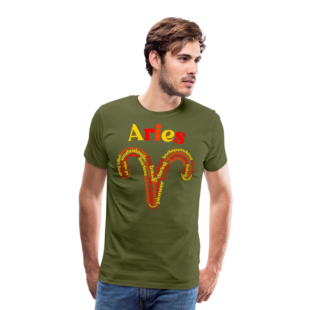 Men's Power Words Aries Premium T-Shirt - olive green