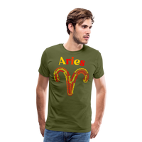 Thumbnail for Men's Power Words Aries Premium T-Shirt - olive green